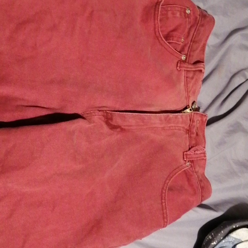 Red mom jeans